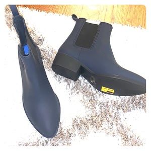 New Jeffrey Campbell navy blue rain boots 7 6.5